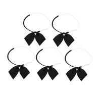 TOYANDONA 5pcs Adjustable Pre-tied Female Bow Ties Black Solid Color Ribbon Neckties for Women School Uniforms Cosplay Daily Wear Accessories