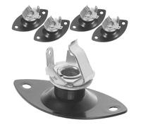 TOYANDONA 5pcs Black Recessed Oval Jack Plate Set for Electric Guitar & Bass Output Input Socket Mount Metal Football Cat Eye Cup Guitar Wiring Parts