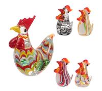 TOYANDONA 5pcs Colorful Glass Rooster Figurines Miniature Farm Animal Ornaments with Vibrant Design for Decor Collectible Chicken Statues