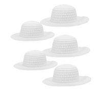 TOYANDONA 5pcs DIY Straw Hats for Unfinished White Craft Painting Hats Creative Funny for Party Crafts and Summer Outdoor Activities