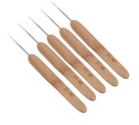 TOYANDONA 5pcs Dreadlocks Crochet Hooks, 3.25 Knitting Needles, Wood Handle Knitting Tools for Dreadlocks and Wig Weaving, Hair Braiding, Long Time Use