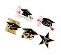 TOYANDONA 5pcs Elegant Black Zinc Alloy Doctoral Hat Graduation Brooch Pin for Women 2025 Graduation Gifts, Versatile Accessory Maintaining Shine over Time, Can be Pinned on Hats or Clothes