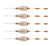 TOYANDONA 5pcs Fishing Floats and Bobbers with Bite Indication for Anglers | Plastic and Wood Build, Excellent Buoyancy, Lake and Bank Fishing, Keeps Bait at Depth