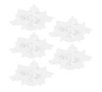 TOYANDONA 5pcs Floral Lace Applique Embellishments Embroidered Mesh Fabric Flower Embroidered Lace Trim White Polyester Hand-Stitched Easy to Sew Fashion Design
