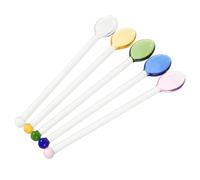 TOYANDONA 5pcs Glass Dessert Spoons with Long Handle Design for Versatile Use, for Home Gatherings and Restaurant Dining, Decorative Glass Stirring Spoons for Coffee, Tea, and Cocktails