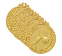 TOYANDONA 5Pcs Golden Soccer Medals for Lightweight Sports Awards with Rainbow Ribbons for Competitions Parties Classroom Rewards Hanging Medals