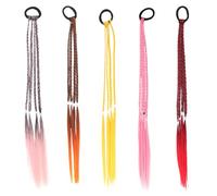 TOYANDONA 5pcs Gradient Color Braid Hair Rope Set False Braided Wig Ponytail for Colorful 3-Strand Synthetic Hair Headdress