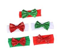 TOYANDONA 5pcs Headbands for Girls Months Glitter Bow Head Wraps Hair Accessories for Christmas Party Holiday