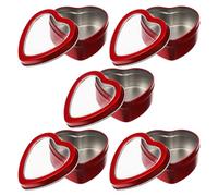 TOYANDONA 5pcs Heart Shaped Bulk Candy Containers with Window and Reusable Tinplate Material Small Tin Boxes for Wedding Favors and Valentine's Day