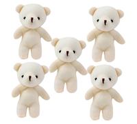 TOYANDONA 5Pcs Mini Bear Dolls Portable Tiny Bear Figurines Soft Plush Keychain Ornaments for DIY Craft Luggage Pendant and Decorative Accessories