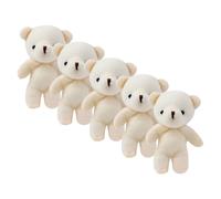 TOYANDONA 5pcs Mini Plush Bear Keychain Soft Stuffed Bear Pendant Bag Charm DIY Craft Decoration with Fluffy Material Beige Color for Purse and Hanging Ornament