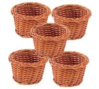TOYANDONA 5pcs Mini Woven Basket Mini Fruit Basket Miniature Woven Egg Scale Wood Weaving Tiny Miniature Flower present Child Rattan Furniture