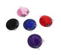 TOYANDONA 5pcs Miniature Doll Hats Soft Breathable Tiny Craft Top Hats for Dollhouse Decor Mini Tea Party Accessories Multipurpose Mini Formal Headwear in Blue Pink Black Red Purple