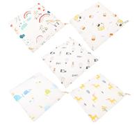 TOYANDONA 5pcs Newborn Cotton Saliva Towels Soft Absorbent Bibs for Boy Girl Cotton Design for Preventing Stains Penguin Whale Chick Cow