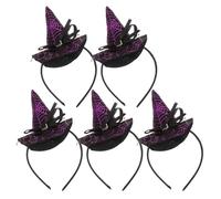 TOYANDONA 5Pcs Purple Spider Web Witch Hat Headband for Women - Halloween Witch Cosplay Hairband, Wizard Costume Party Accessories, Gothic Halloween Headwear