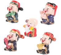 TOYANDONA 5Pcs Resin Fortune God Figurines Chinese Style Desktop Ornament Household Decor Compact Lightweight Lucky Wealth Enhancer Decorative Statue Gift