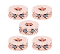 TOYANDONA 5pcs Rose Gold Zircon Spacer Beads Jewelry Accessories DIY Pendant Charms for Beading Craft Making
