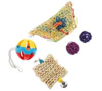 TOYANDONA 5pcs Set Chicken for Hens Hanging Feeder Bamboo Weaving and Plastic Materials to Entertain Pet Chickens and Bird Health, Present for Pet Birds Random Color