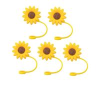 TOYANDONA 5pcs Silicone Sunflower Straw Caps Covers Reusable Soft Silicone Toppers for Tumblers and Drinking Cups Lightweight Travel-Friendly Straw Dust Covers for Adults