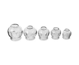 TOYANDONA 5pcs Thickened Glass Cupping with Anti-Slip Finger Mold Vacuum Suction Therapy Cups for Home Massage and Meridian Activation Chinese Suction Cupping Kit for Relief and Blood Flow