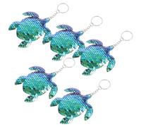 TOYANDONA 5Pcs Turtle Sequin Keychain Cute Sea Animal Hanging Keyrings for Purse Bag Decoration Reflective Green Turtle Charms for Car Keys and Summer Party Accessories