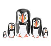 TOYANDONA 5Pcs Wooden Penguin Russian Matryoshka Nesting Dolls for Diy Craft Design, Home Decoration and Unique Gift Idea