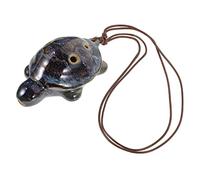 TOYANDONA 6-hole Turtle Shape Ocarina Musical Instrument for Beginners Medium Size, Blue Raku Glaze Ceramic Flute, Portable Kids Practice Ocarina Suitable for Children