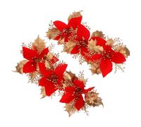 TOYANDONA 6 Pcs Artificial Christmas Flowers Red Poinsettia Tree Ornaments