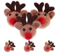 TOYANDONA 6 Pcs Christmas Felt Elk Heads Ornament for DIY Crafts, Wool Felt