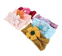 TOYANDONA 6 Pcs Headbands for Newborn, Soft Cotton Flower Elastic Headbands with Polka Dot Pink, Hair Accessories Set for Infants