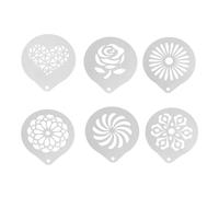 TOYANDONA 6 Pcs Stainless Steel Coffee Decorating Moulds Latte Art Stencils DIY Cappuccino Milk Foam Templates for Home and Café Use