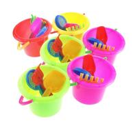 TOYANDONA 6 Sets Beach Bucket Set for Plastic Sand Playset with Small Buckets and Spoons Random Colors and Patterns Lightweight Educational Beach Sand