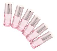 TOYANDONA 6pcs 5ml Pink Glass Essential Oil Roller Bottles Glass Ball, Empty Perfume and Travel Sub Bottles for Aromatherapy and Oil Storage