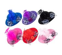 TOYANDONA 6Pcs Adjustable Decorative Hen Hats Elegant Chicken Accessories for Poultry Lightweight Comfortable Bird Costumes for Festive Occasions Blue Pink Black Red Purple Rose Red