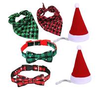 TOYANDONA 6pcs Adjustable Pet Collar with Triangle Towel and Snowflake Print for Dogs and Cats for Holiday Dress Up and Photo Props Lightweight and Creative Bowknot Design