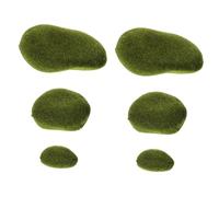 TOYANDONA 6pcs Artificial Moss Rocks Decorative Faux Green Moss Covered Stones for DIY Sand Table Models Educational Craft Props for Garden Terrarium Floral Arrangements Stress Relief and