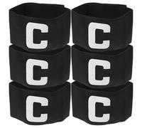 TOYANDONA 6pcs Black Elastic Captain Armbands for Soccer Team Captains, Adjustable Nylon Sports Bands Enhanced Visibility for Football Practice and Events