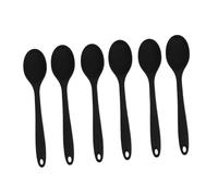 TOYANDONA 6pcs Black Silicone Cooking Spoons Heat Resistant Kitchen Soup Spoons Nonstick Mixing Serving Utensils for Nonstick Cookware High Temperature Safe