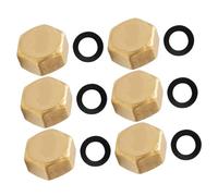 TOYANDONA 6pcs Brass Female Blanking Nut Caps with Rubber Washers Multipurpose Garden Hose End Caps and Faucet Covers for Washing Machine Radiator Valve Protection