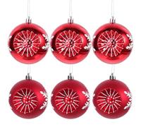 TOYANDONA 6PCS Christmas Balls Ornaments Red, Electroplated Glitter Tree