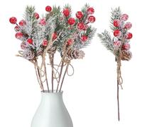 TOYANDONA 6pcs Christmas Decorations Picks,artificial Christmas Berry Stems Pine Branches Red Berry Picks Holiday Floral Decorations for Xmas Tree Home Decor