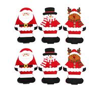 TOYANDONA 6pcs Christmas Santa Claus Snowman Reindeer Silverware Holders Xmas Party Dinner Table Dinnerware Decorations