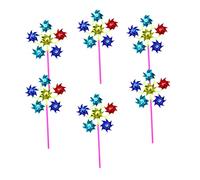 TOYANDONA 6Pcs Colorful Plastic Windmill Toy Boy Girl Outdoor for Garden and Parties Whirligig Decoration Easy to Use Boy Girl