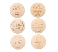 TOYANDONA 6pcs Discs Wooden Cards for Newborn Growth Photography Random Styles for Memorable Moments