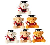TOYANDONA 6Pcs Graduation Bear Keychain Plush Stuffed Bear Pendants Soft Doctor Plush with Chain Ring for Backpack Purse Phone Decoration