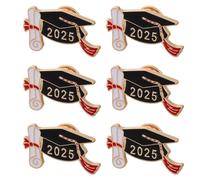 TOYANDONA 6pcs Graduation Cap Brooch Pins Metal Lapel Badges Class of 2025 Doctoral Hat Pins for Graduation Ceremony Party Accessories