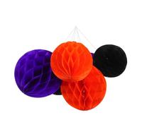 TOYANDONA 6pcs Halloween Honeycomb Balls Paper Decorations Tissue Pom Poms in Orange Purple Black Easy Hang Vibrant Party Decor for Festival Backdrop Girl