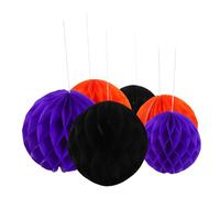 TOYANDONA 6pcs Halloween Paper Honeycomb Balls Vibrant Orange Purple Black Tissue Decorations for Party Festival Photography Backdrops Lightweight Reusable