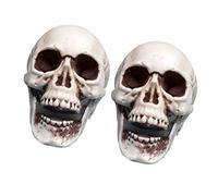 TOYANDONA 6pcs Halloween Skulls Looking Plastic Skeletons Head Skull Halloween Bar Home Table Decoration