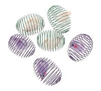 TOYANDONA 6pcs Interactive Cat Spring with Caged Mouse Design Stretchable Crinkle Balls for Indoor Cat Play Assorted Colors for Active Pets